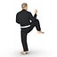 Черный костюм японского каратэ Fighter Pose 3 с ме