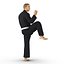 Черный костюм японского каратэ Fighter Pose 3 с ме