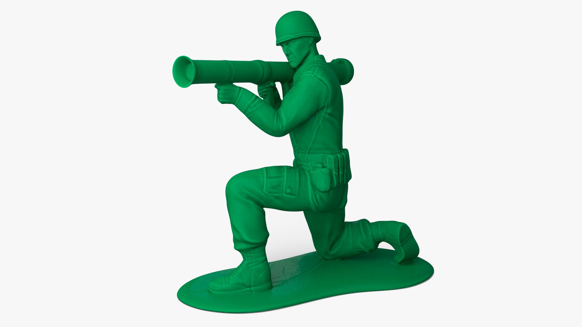 Green Plastic Toy Soldier with Rocket Launcher 3D model preview