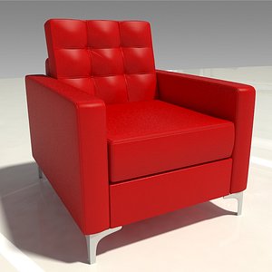 red leather lounge chair 3D