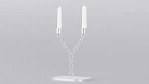 Alphabet Y Silver Chain Candleholder 3D Model True PBR Renders Zero Cleanup UVs 4K PBR Textures 3D model