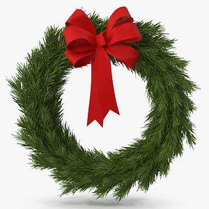 christmas wreath red bow 3D