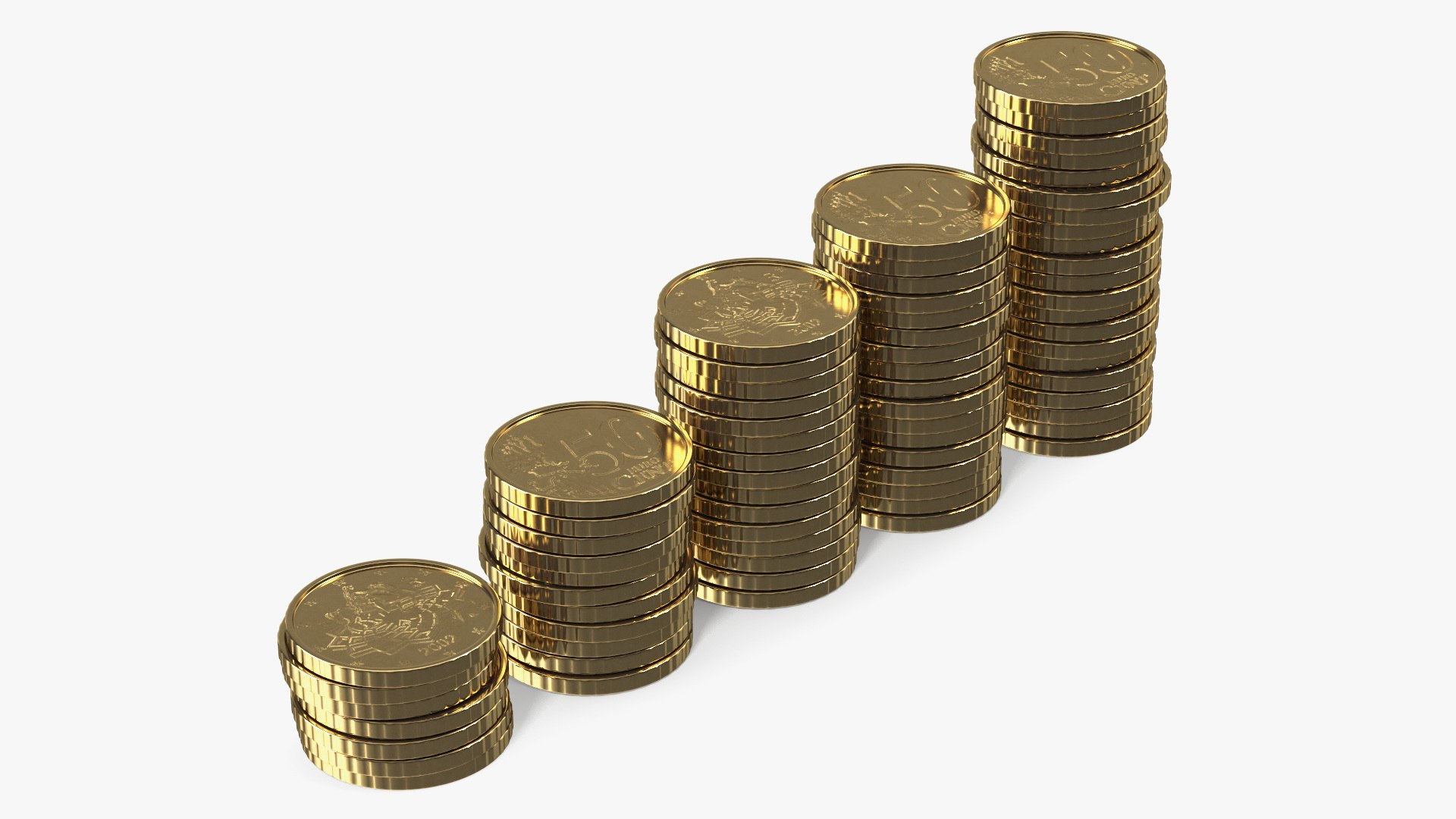 Stacked Coins Set 3D model preview