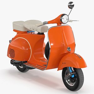 Vintage Scooter Orange Rigged for Maya