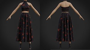 two piece halter neck prom dress