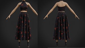two piece halter neck prom dress