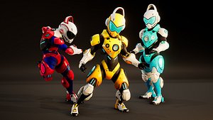 Stylized Sci-Fi Boy 2 Character Rigged 3 Skins