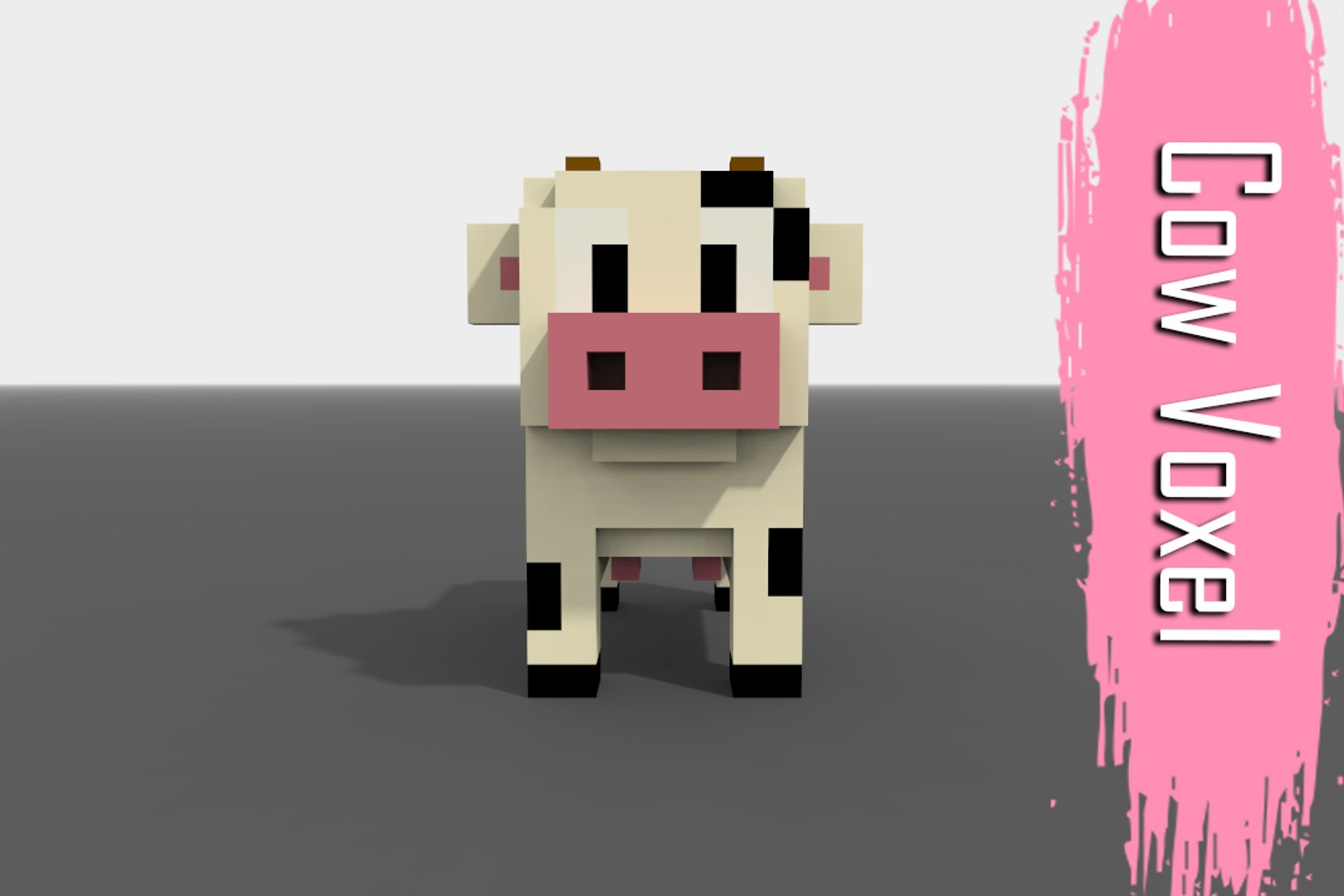 3D Voxel Cow Low-poly - TurboSquid 1189552
