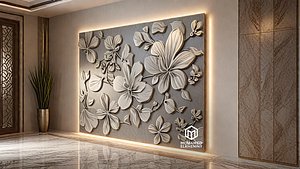 modern panel wall decor set wall relief mural CNC 120 3D model