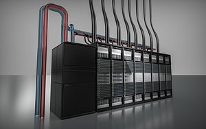 AI Data Center Rack Row Liquid Cooling 3D Model