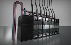 AI Data Center Rack Row Liquid Cooling 3D Model