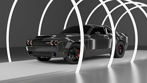 Dodge Challenger 3D Model Game Ready Low Poly PBR Textured UV Unwrapped Blender FBX OBJ