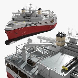 Ramform Titan Seismic Survey Vessel with Helipad White and Red
