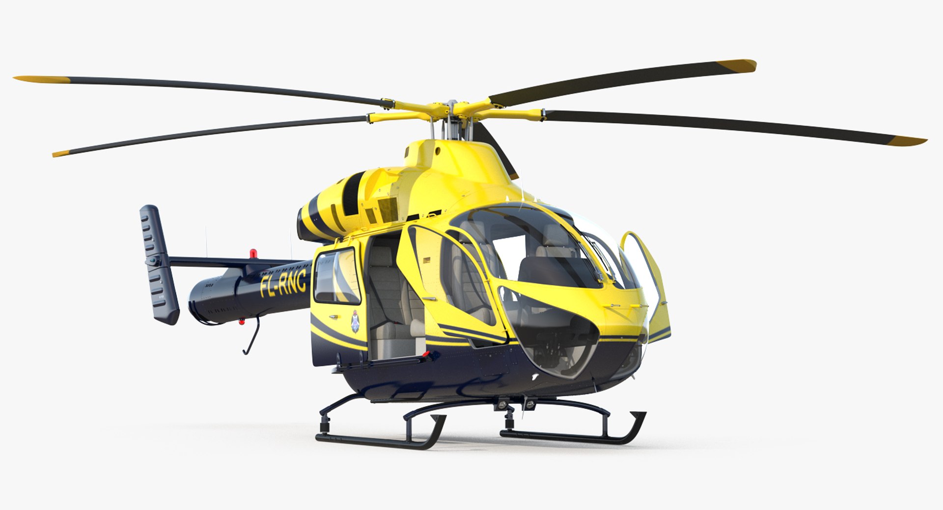 Police Helicopter MD 902 Explorer Rigged 3D Model 3D model preview
