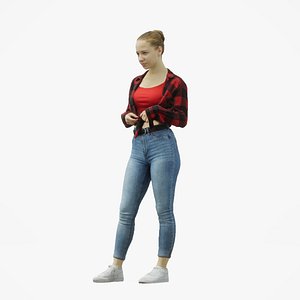Teenage girl with flannel shirt 3D
