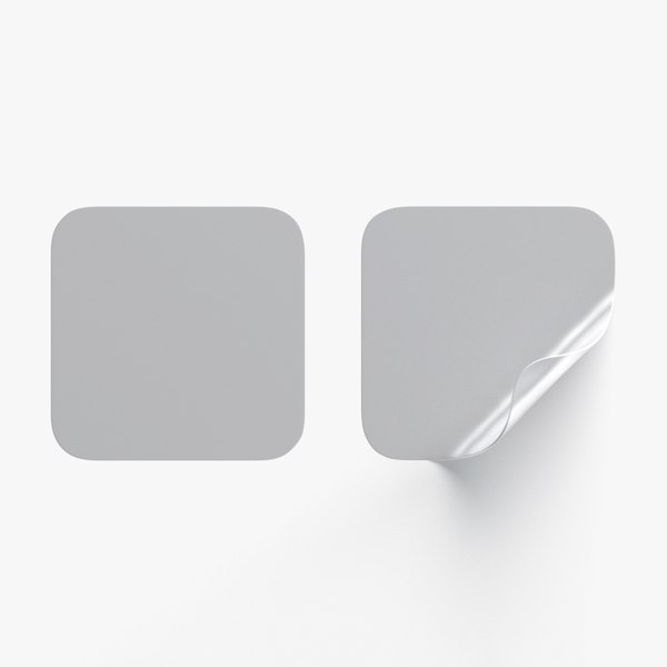 Two Square Stickers - silver smooth and curled corners adhesive label ...