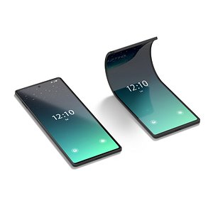 Animated Flexible Phone - twisted smartphone with cyclic animation of the display curling 3D model