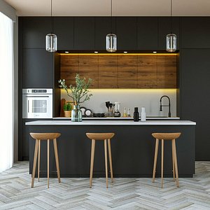 3D complete kitchen scene