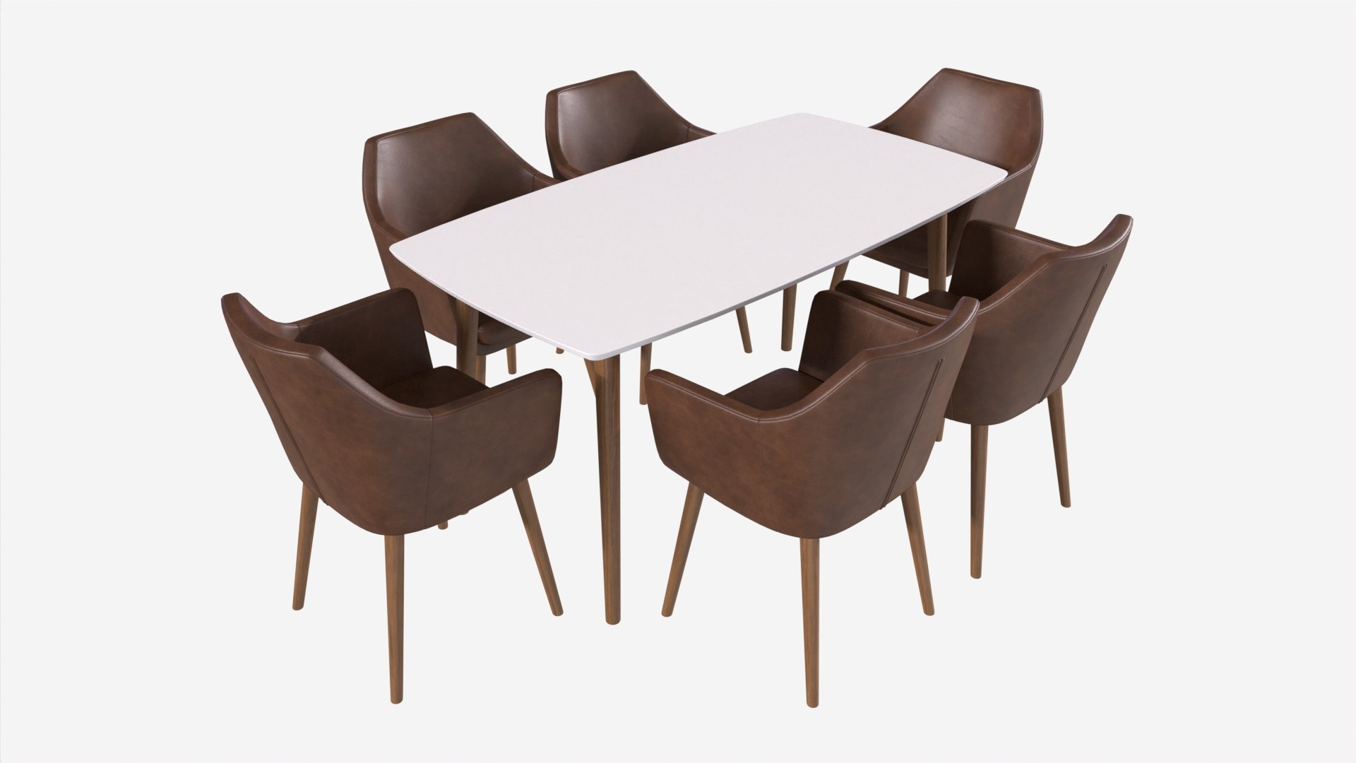 Dining Set Nagano Table 6 Chairs 3D Model - TurboSquid 1988676