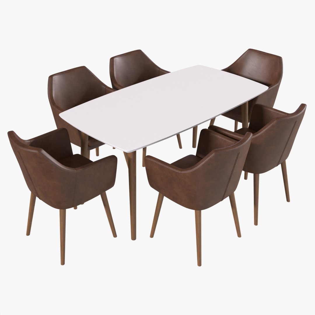 Dining Set Nagano Table 6 Chairs 3D Model - TurboSquid 1988676