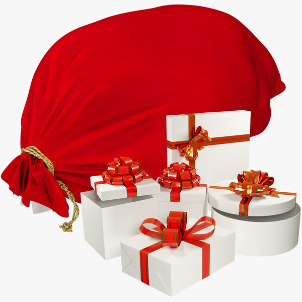 Santa Bag and Gift Boxes Collection V6 3D