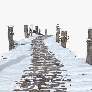 Wooden Snow Covered Pier
