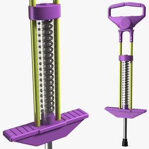 3D Pogo Stick with Visible Spring model