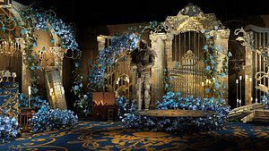 European Classical Wedding Banquet Hall Stage Dessert Reception Interior model
