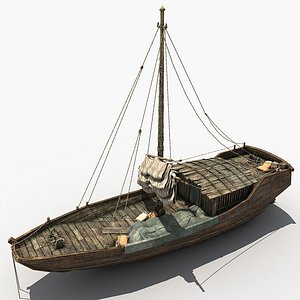 3D small cargo ship ancient model