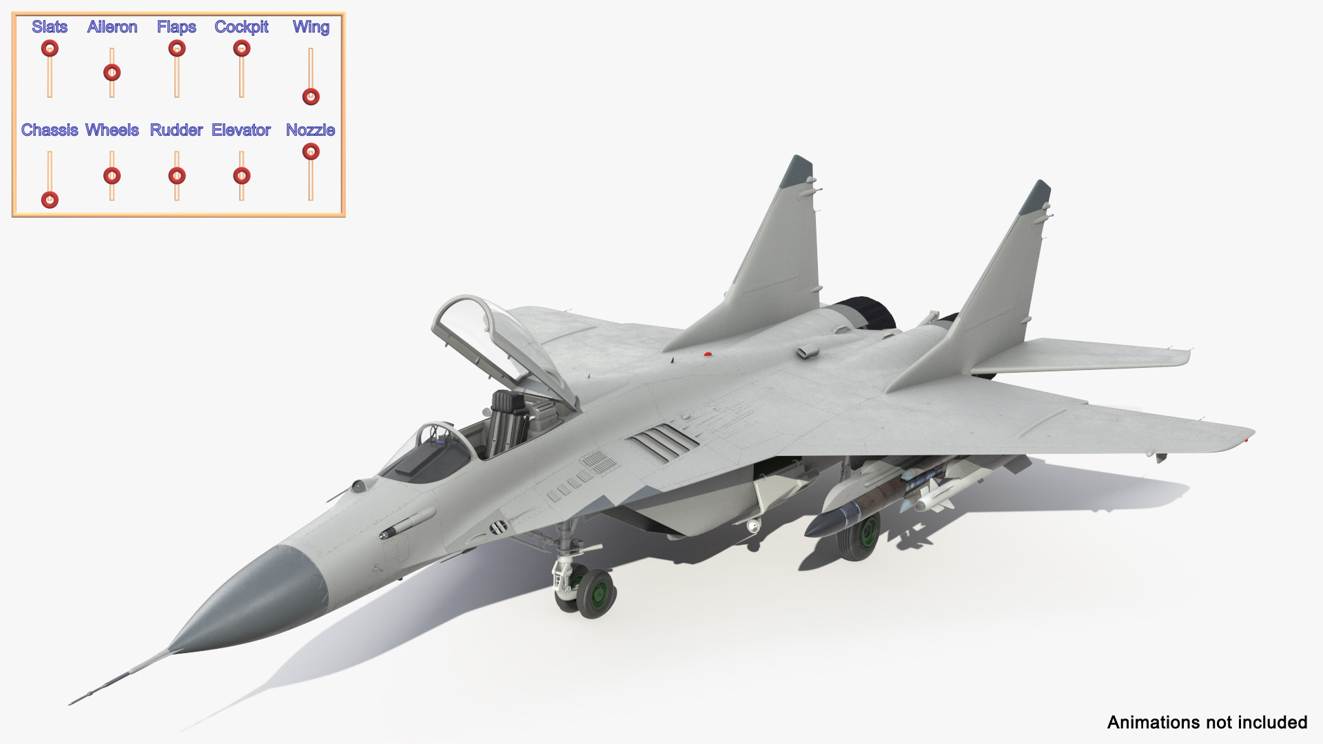 MiG 29 Fighter Aircraft With X-31PM Supersonic Missile Rigged 3D 