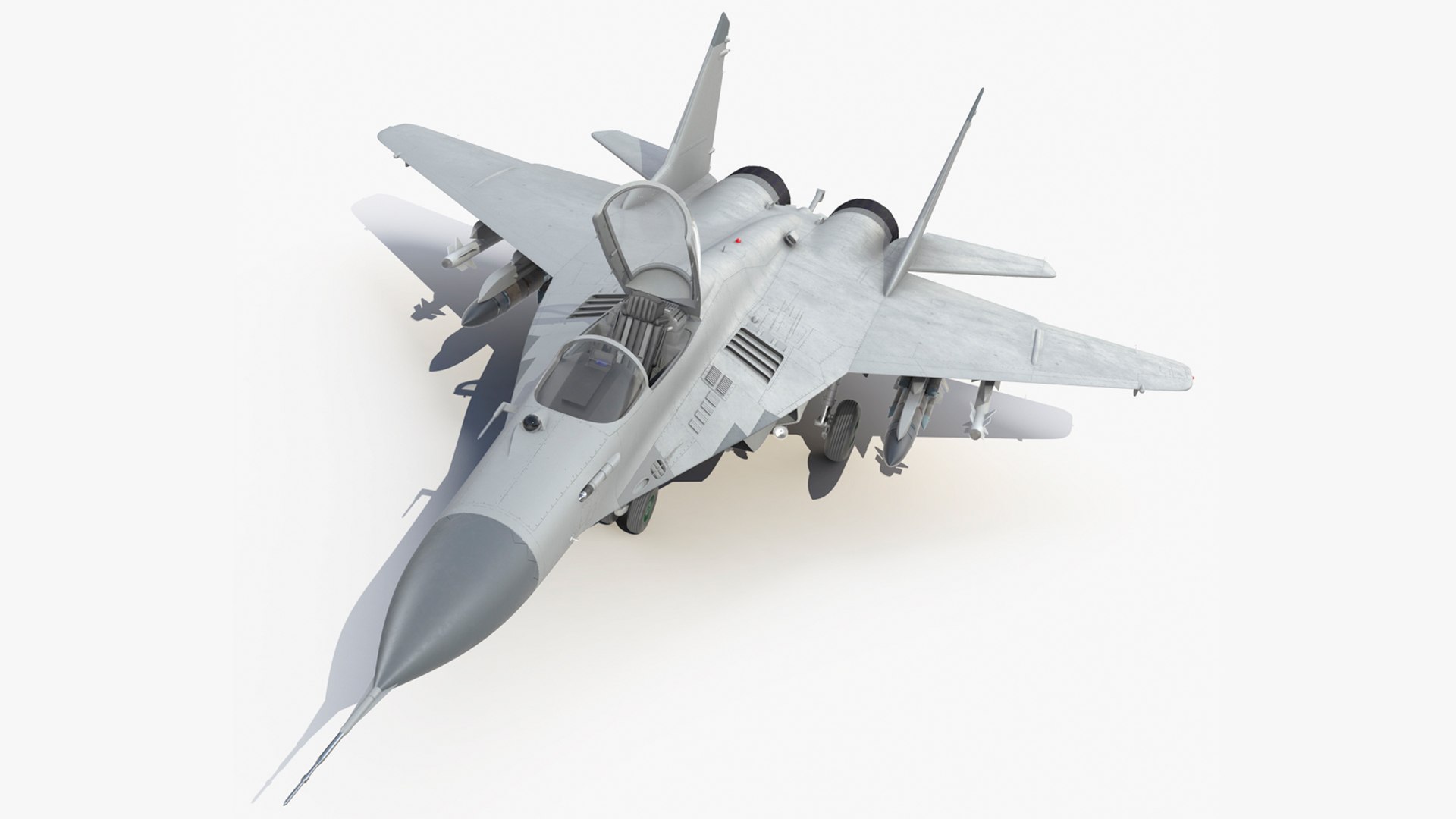 MiG 29 Fighter Aircraft with X-31PM Supersonic Missile Rigged 3D model preview