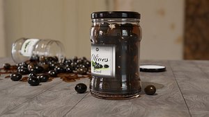 Glass jar with black olives 3D model