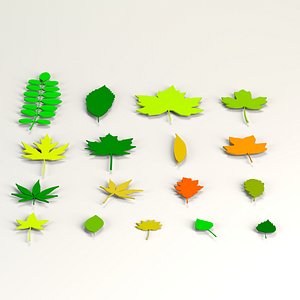 Cartoon low poly leaves pack