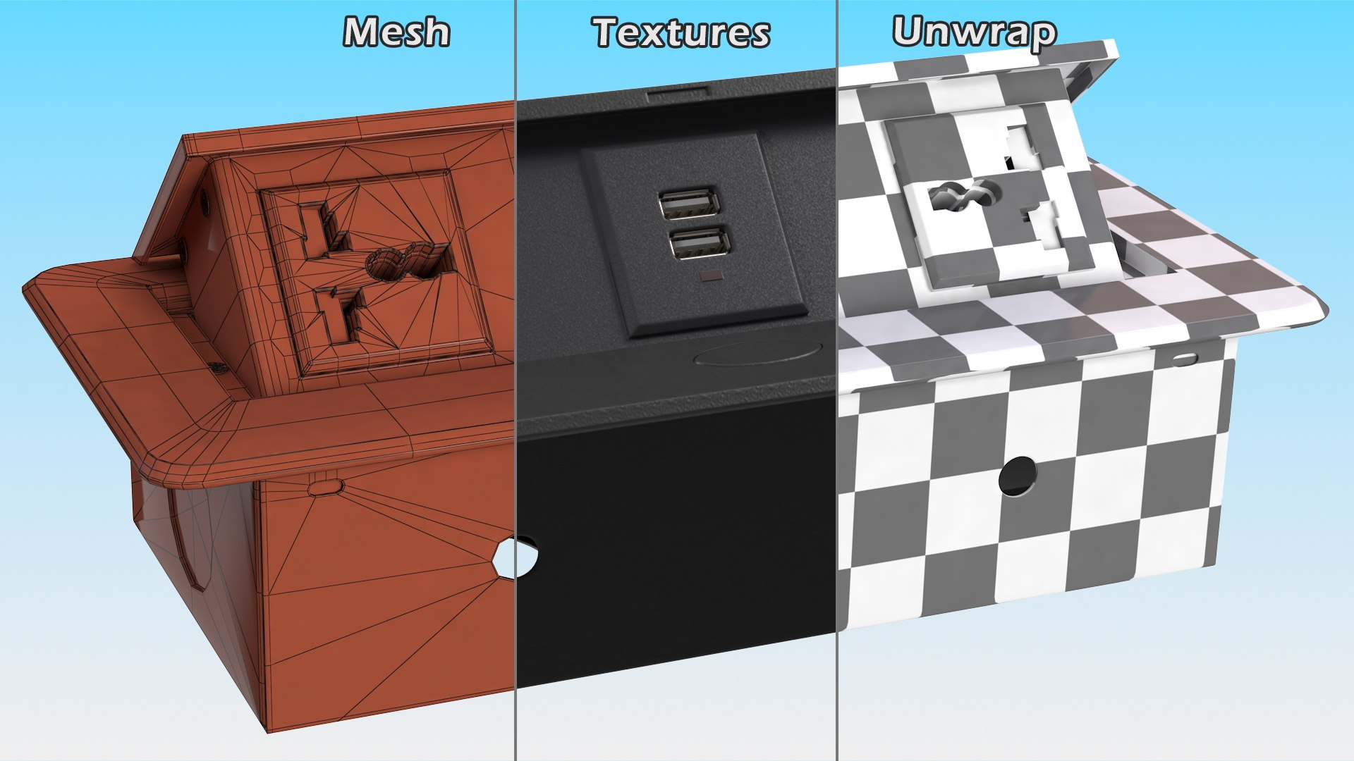Connection Box Tabletop Universal Socket USB Charger Black model https://p.turbosquid.com/ts-thumb/LZ/Aob5s6/KL/connectionboxtabletopuniversalsocketusbchargerblack3dsmodel016/jpg/1654002091/1920x1080/fit_q87/964db51fab50d79970d4eb609c126d8fb3e5e728/connectionboxtabletopuniversalsocketusbchargerblack3dsmodel016.jpg