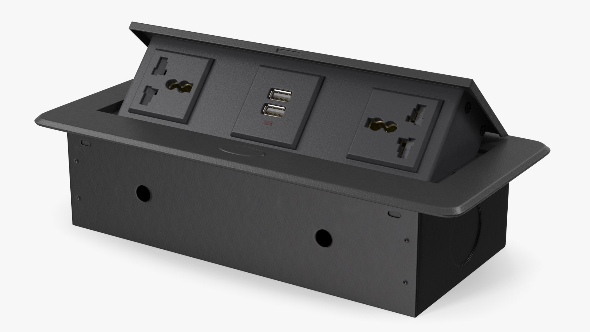 Connection Box Tabletop Universal Socket USB Charger Black 3D model preview