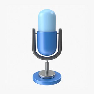 3D Blue Microphone