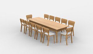 3D Extendable Dining Table 3D model