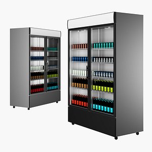Fridge with drinks 2 3D model