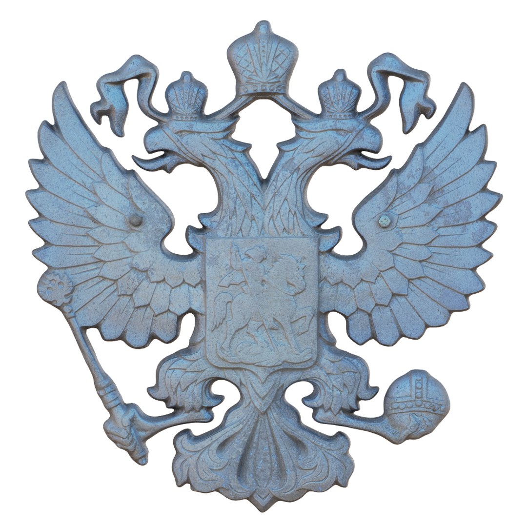 A 3d image of a coat of arms. Russian flag russian coat of arms