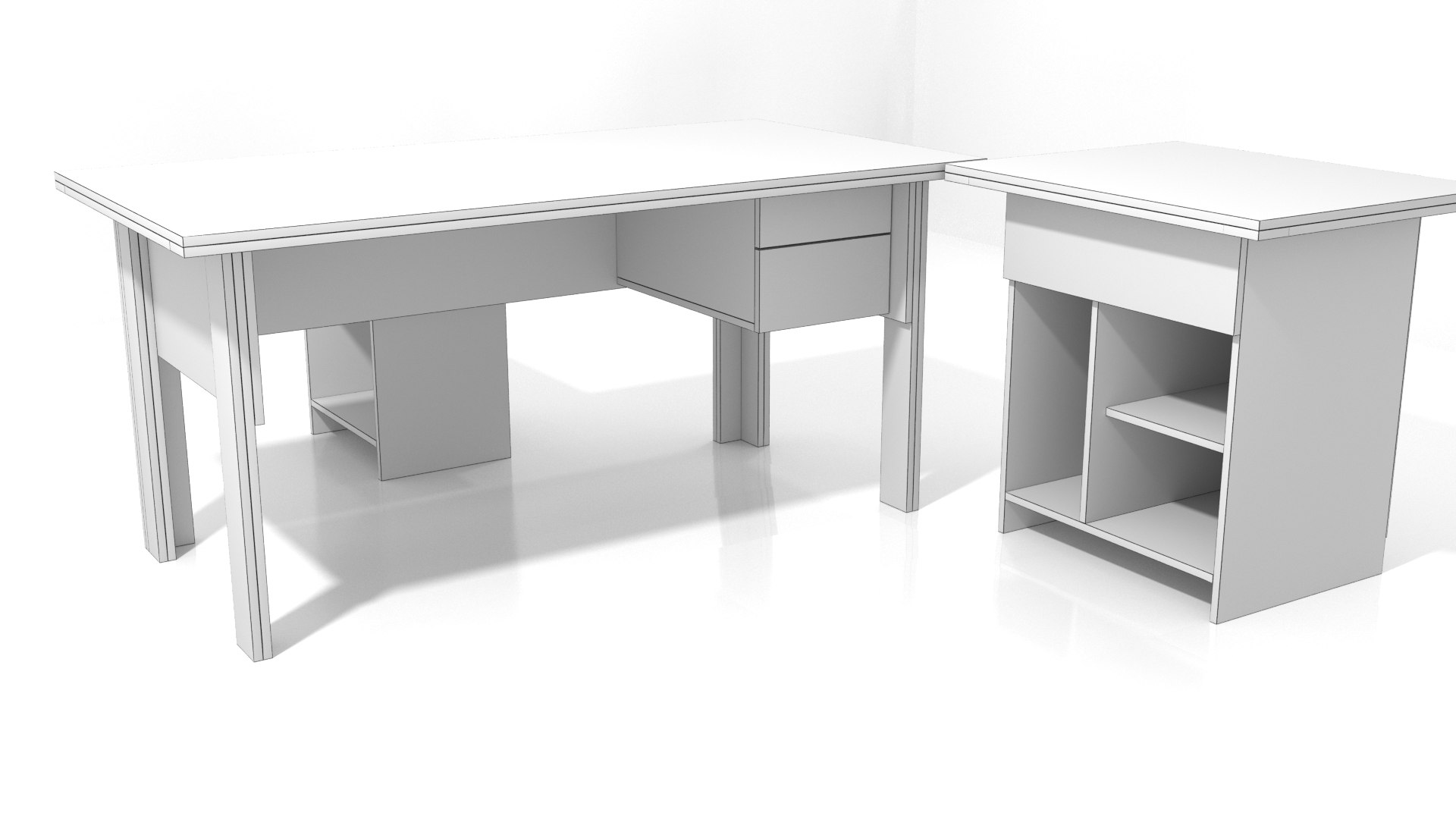 3D Office Desk Set model TurboSquid 2064690