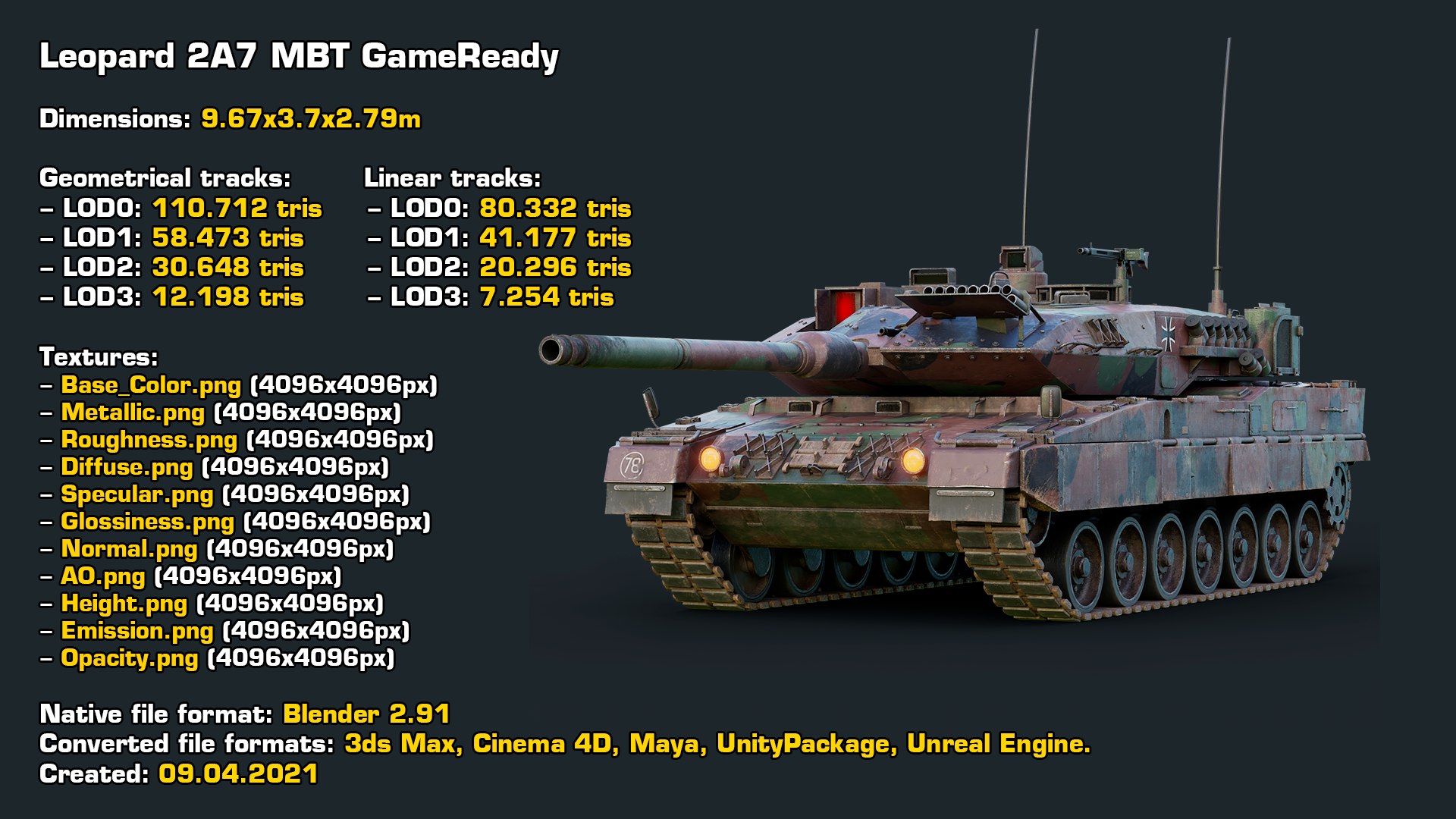 Rigged Leopard 2A7 GameReady LODs 3D model https://p.turbosquid.com/ts-thumb/LZ/dsYwxa/mh/stats/png/1617986816/1920x1080/fit_q87/5b1654abb6e10ffd3176e0dcacd7820bd71c2a96/stats.jpg