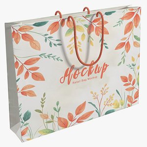 Paper Retail Bag Floral Mockup model