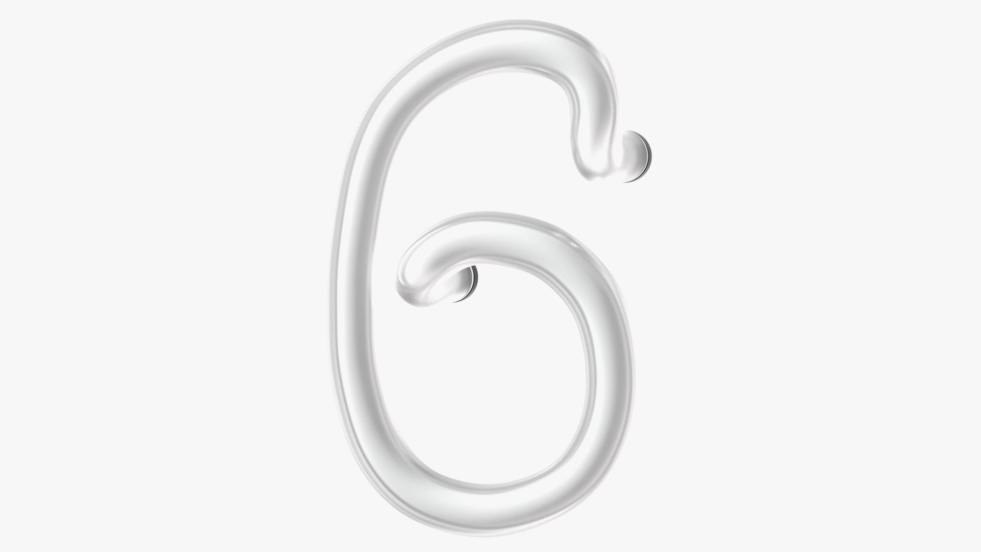 Neon Tube Light Number 6 3D model preview