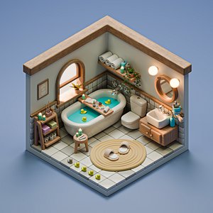 3D Isometric Bathroom model