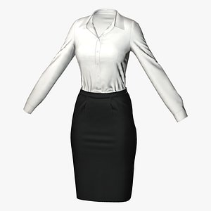 3D M3D Office Lady Outfit 001  Marvelous DesignerHigh PolyLow PolyTextures