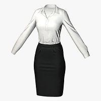 M3D Office Lady Outfit 001  Marvelous DesignerHigh PolyLow PolyTextures