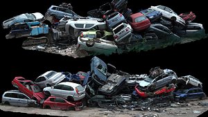 cars wreckage destroyed vehicles junkyard photogrammetry