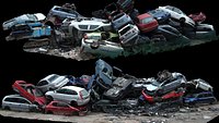 cars wreckage destroyed vehicles junkyard photogrammetry