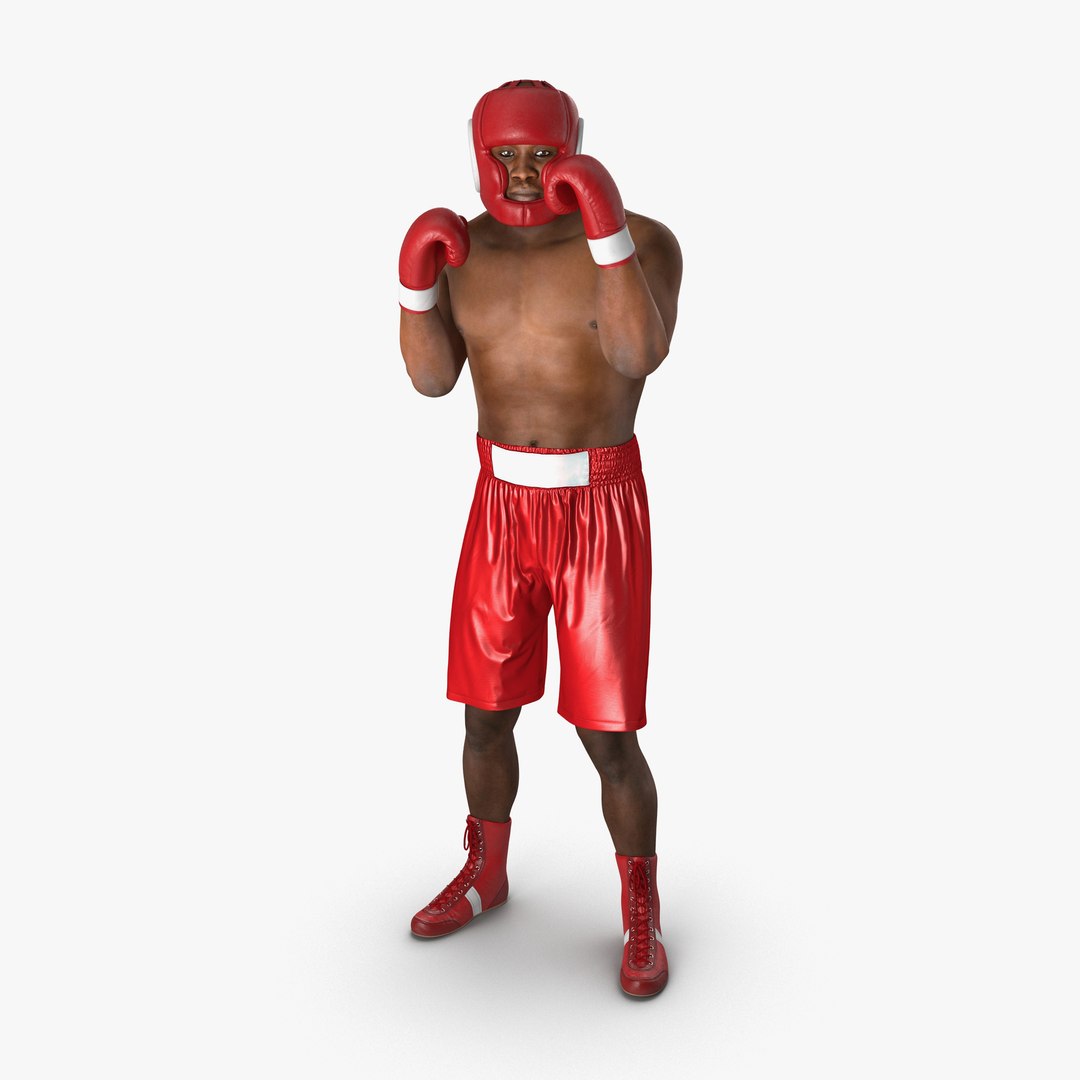 African American Boxer Red Suit Pose 2 3D Model 3D model preview