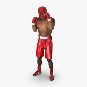 African American Boxer Red Suit Pose 2 3D Model